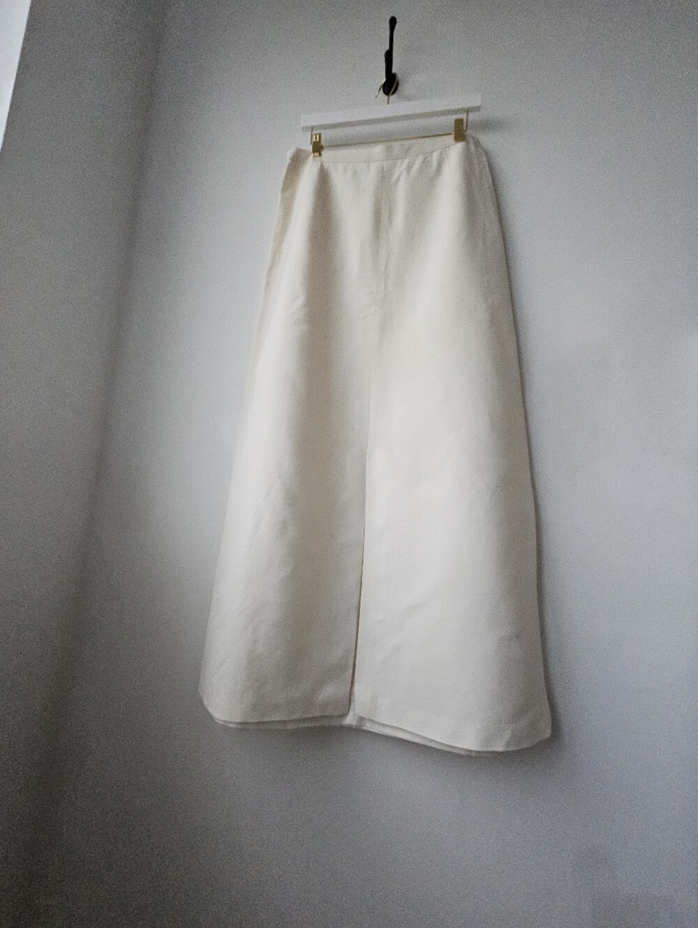 Oscar Di La Renta Vtg. Cream High Waist Long Lined Middle Slit Linen Blend Skirt - Picture 4 of 13